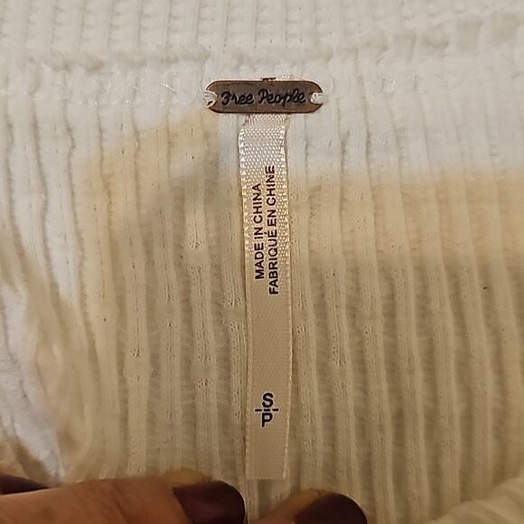 Free People Josie Waffle-Knit Top White S - Picture 9 of 10